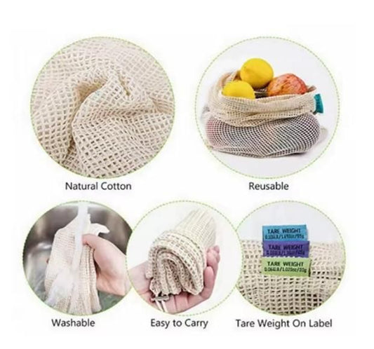 Fruit Bags For Vegetables And Fruits Reusable (Pack of 6)